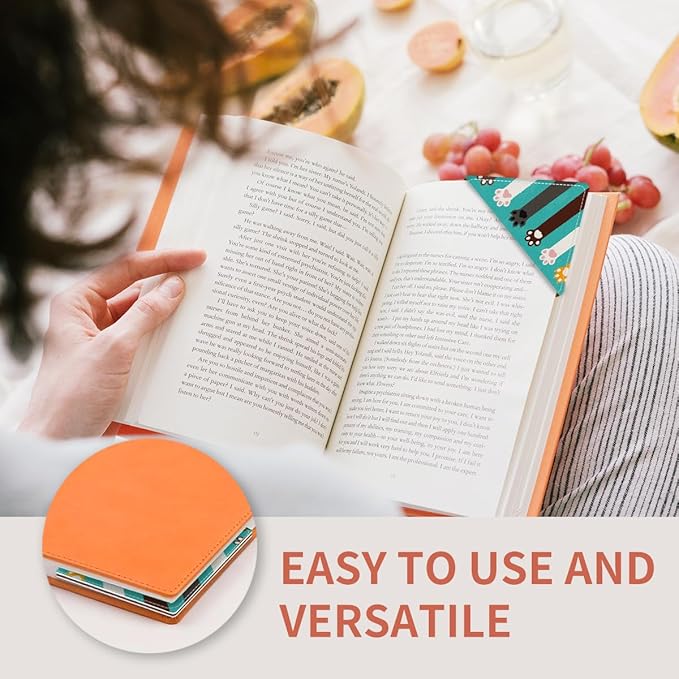 Cute Leather Bookmarks, Fun Triangle Making Corner Bookmark, Book Accessories for Reading Book Lovers, Unbreakable Page Markers for Women Men Cute Colorful Cat Claw
