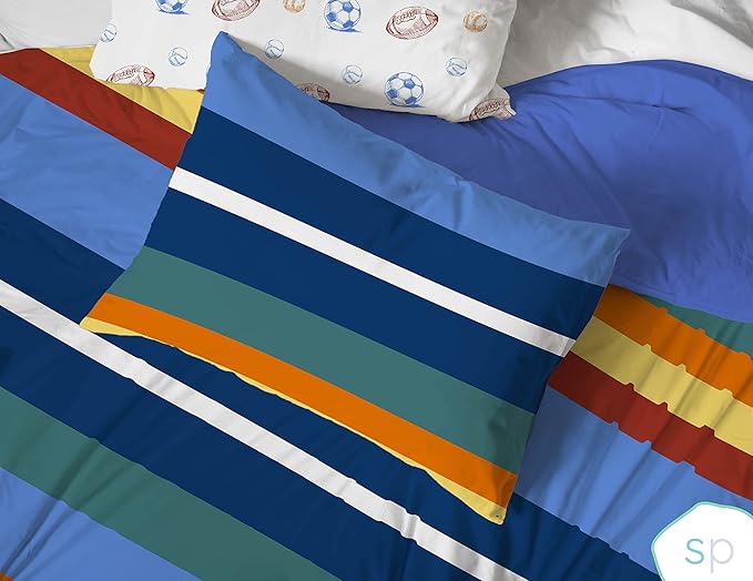 Saturday Park Vintage Stripe Full/Queen Duvet Cover & Sham Set - 3 Piece 100% Organic Cotton Duvet Set - GOTS & Oeko-TEX Certified