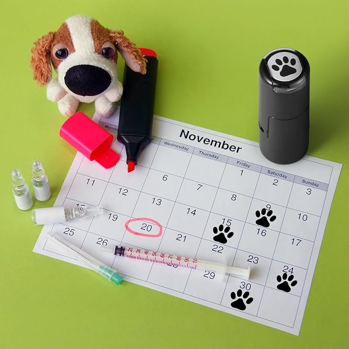 Supervitae 2 Pack Paw Print Stamps Animal Paw Print Stamper Mini Black Self Inking Stamps for Classroom Party Educational Learning Activities Craft Supplies