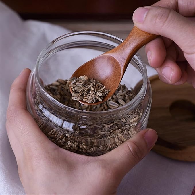 Wooden Spoons Set, Mini Seasoning, Sugar, Salt, Honey, Jam, Coffee, Ice Cream, Mustard, Tea Spoons, Cooking Utensils