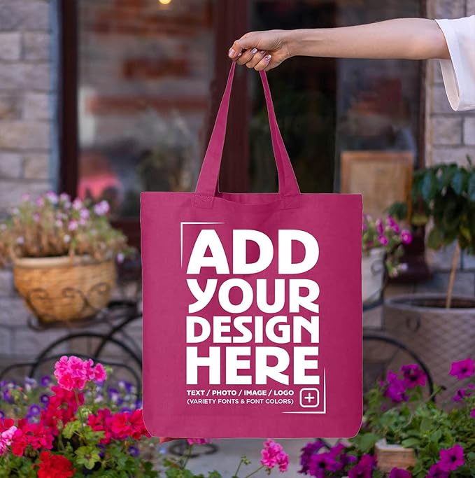 shop4ever Personalized Custom Design Your Own Eco Cotton Tote Reusable Shopping Bag Customizable Gift