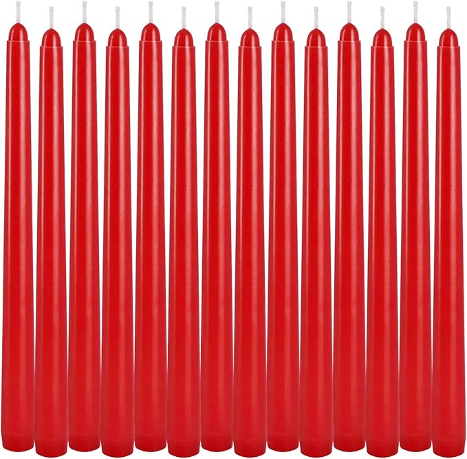 14 Pack Tall Red Taper Candles 10 Inch Unscented Dripless Candlesticks for Christmas,Valentine's Day,Dinner,Party,Brithday,Wedding and Home Decoration - 8 Hour Burn Time.