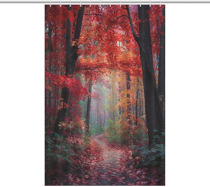 Thanksgiving Fall Maple Shower Curtain Waterproof Washable Fabric Bathroom Shower Curtains for Bathroom Decorations Home Indoor Decor 47x72Inch