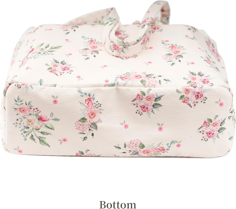 Corduroy Tote Bag Cute Tote Bags for Women Shoulder Bag with Inner Pocket for Work Beach Travel and Shopping Grocery