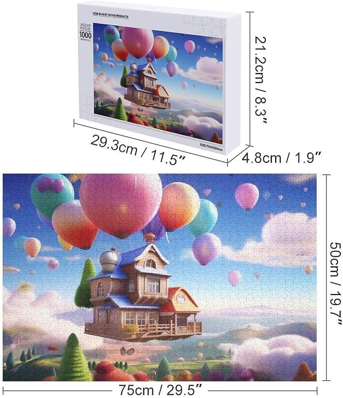 Wooden Puzzle - Floating House Jigsaw Puzzles，Wooden Puzzles for Adults 1000 Pieces Challenge Puzzles，Educational Games，Family Puzzles，Unique Gifts for Wall Art,Funnny Puzzles
