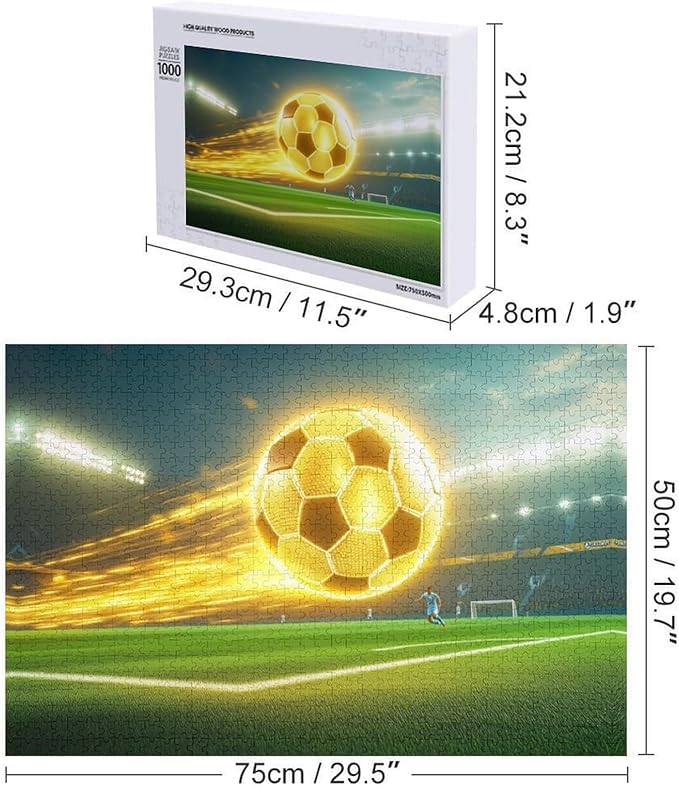 Wooden Puzzle - Football Soccer Ball Jigsaw Puzzles，Wooden Puzzles for Adults 1000 Pieces Challenge Puzzles，Educational Games，Family Puzzles，Unique Gifts for Wall Art