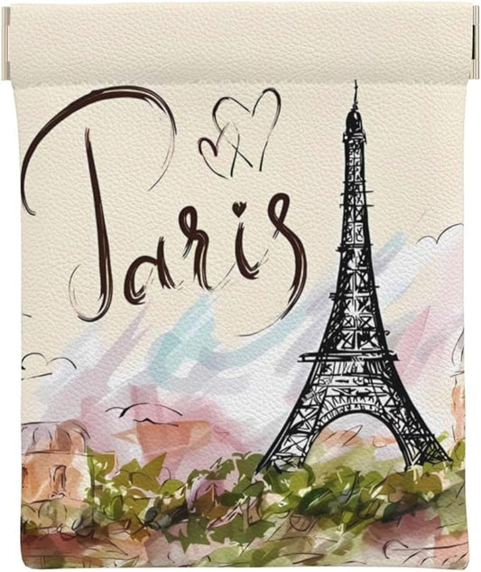 Coin Purse the famous Paris Eiffel Tower Leather Squeeze Coin Purse Mini Pouch Change Wallet Bag Gifts for Women Kids Girls Key Holder