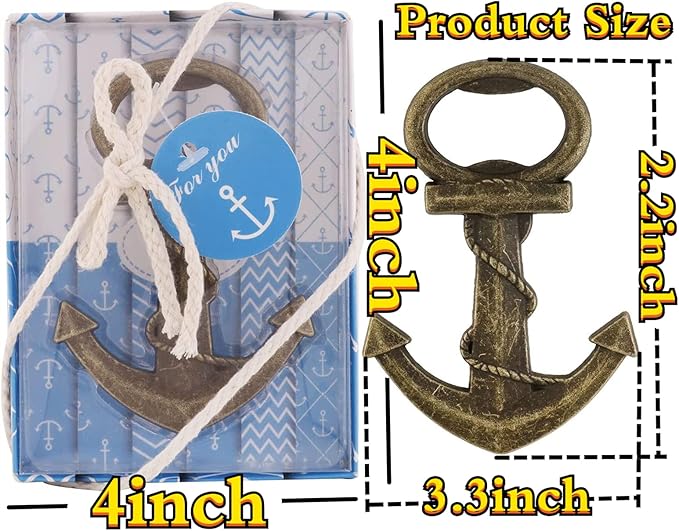 Anchor Bottle Opener Set - Nautical Theme Wedding Favors & Party Favor Souvenirs (30, Anchor)