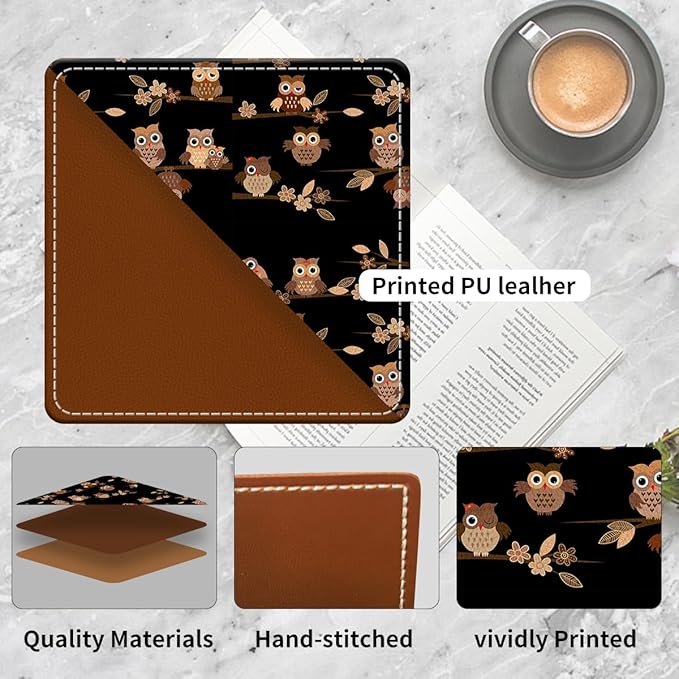 Cute Leather Bookmarks, Fun Triangle Making Corner Bookmark, Book Accessories for Reading Book Lovers, Unbreakable Page Markers for Women Men Cute Brown Cartoon Owls