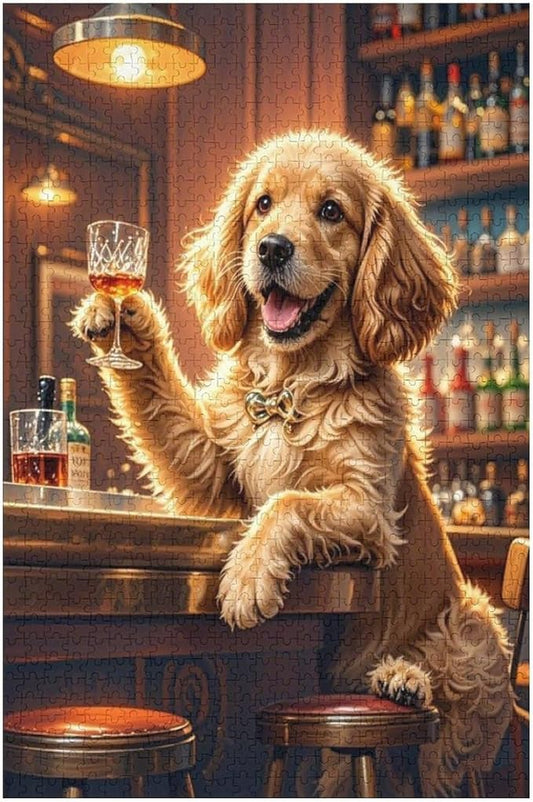Funny Wooden Puzzle - Goldendoodle Cheers Celebrated Puzzle for Adult 1000 Piece，Wooden Jigsaw Puzzles Art Leisure Game Fun Suitable Family Friends Educational Learning Games Gift