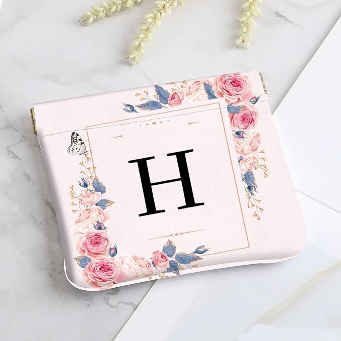 2Pcs Initial Letter PU Leather Small Squeeze Coin Purse Pouch Mini coin Bag Unique And Cute Wallet Cosmetic Bags For Women Girls Men Change Bag Letter H