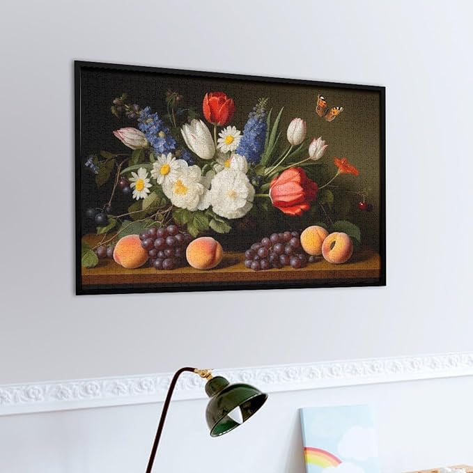 Wooden Puzzle - Vase Flower Grapes Peaches Wooden Puzzles for Adults 1000 Pieces Challenge Puzzles，Educational Games，Family Puzzles，Unique Gifts for Wall Art ，Funny Puzzles