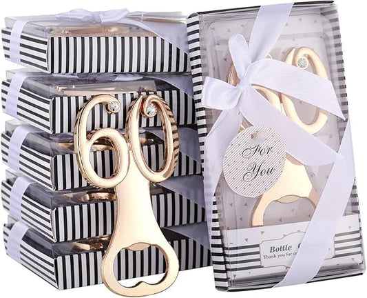 18 Packs Creative Bottle Openers for 60th Birthday Party Favors or 60th Wedding Anniversary Party Gifts 60th Birthday Party Gifts Souvenirs Decorations for Guests(60th)