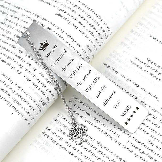 Quimoy Bookmark,Cute Metal Bookmarks for Women with Chain,Book Marks for Book Lovers Teachers Students Summer Back to School New Year Retirement Birthday Gifts Christmas Stocking Stuffers