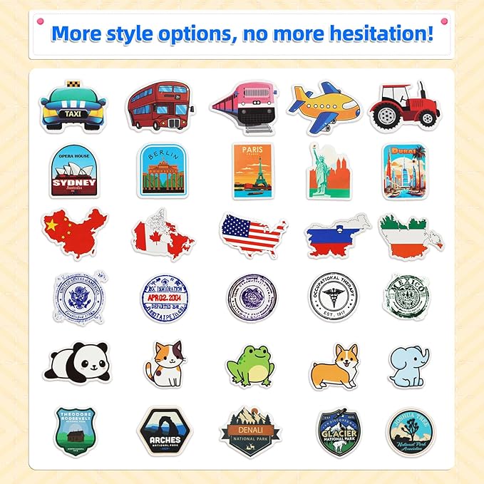 30 Pcs Fake Passport Book for Kids with 300 Non-Repeating Stickers (Including 6 Themes), Suitable for Party Favors, Scrapbooking, Arts and Crafts, School Supplies, Wall Stickers…