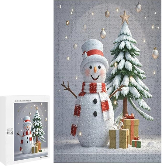 Wooden Puzzles for Adults 1000 Pieces, Christmas Winter Snowman, Each Piece is Unique and Perfectly Put Together, are Special Home Decorations, Fun Puzzles, Party Games, Family Toys