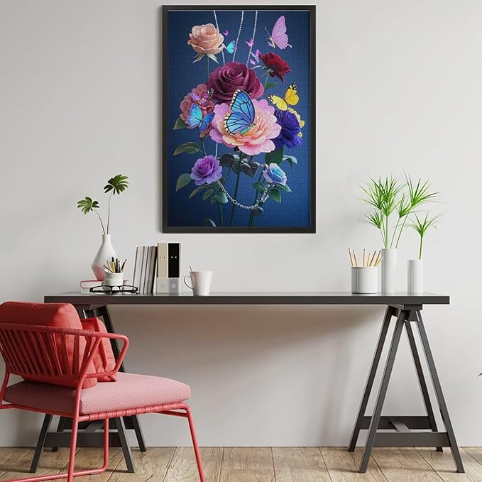 Jigsaw Puzzles for Adults 1000 Piece - Butterfly Flowers Themed Wooden Puzzles，Challenge Puzzles，Educational Games，Family Puzzles，Unique Gifts for Wall Art ，Funny Puzzles，Stress Relief Games