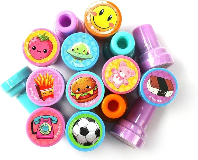 TINYMILLS 50 PCS Assorted Kawaii Cute Self-Inking Stamps, Written to Rank aggressively for Kawaii, Cute Stamps, Party Favors, Carnival prizes, and Classroom Rewards.