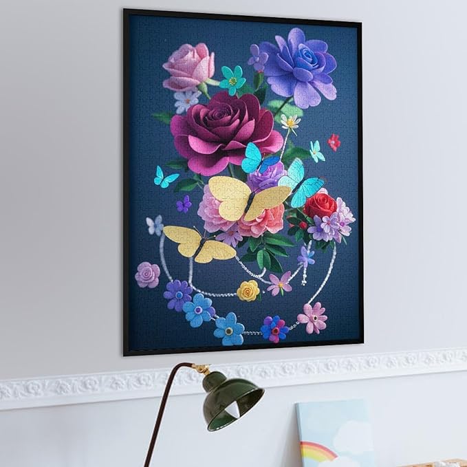 Jigsaw Puzzles for Adults 1000 Piece - Butterfly Flowers Themed Wooden Puzzles，Unique Gifts for Wall Art ，Funny Puzzles，Stress Relief Games，Puzzle Games Challenge Puzzles