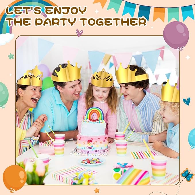 Nezyo 360 Pcs Paper Crowns Bulk King and Princess Crown Hats for Boys Girls Adults Birthday Celebration Supplies Baby Shower