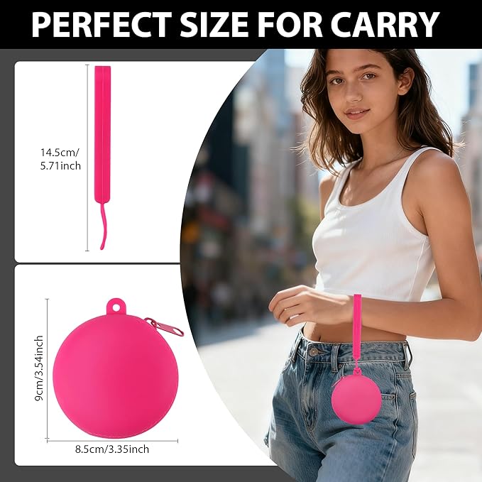 Coin Purse for Women – Silicone Small Coin Pouch with Kiss Lock for Coins, Keys, Lipstick, and Earphones – Mini Cute Change Purse for Daily Life, Cars, Travel, Party (Wristlet/Rose Red)