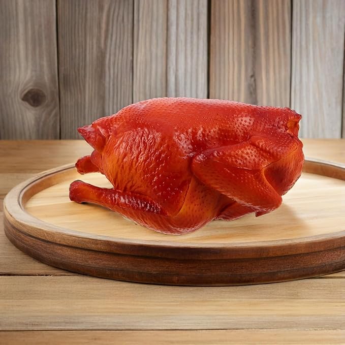 LOGOFUN Realistic Roast Chicken Model Artificial Cooked Turkey Prop Faux Fried Ornament for Thanksgiving Kitchen Display Food Simulation Decoration