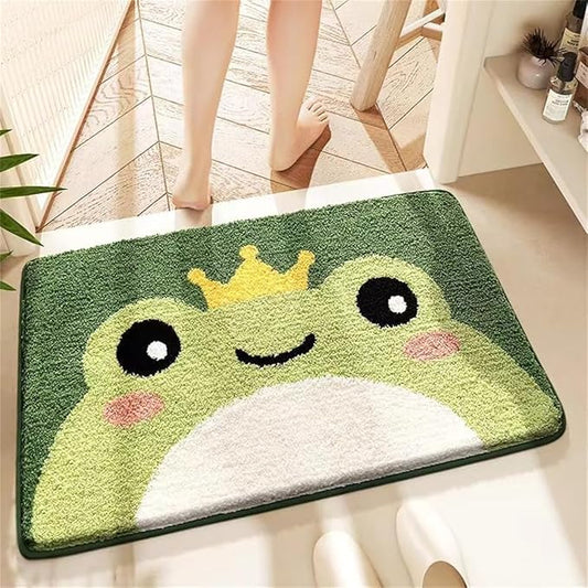 Ankah Bath Mat Cute Shower Rug, Luxury Shaggy High Absorbent and Anti Slip, Machine Washable Fit for Bathtub, Shower and Bath Room, (19.68"x 31.49", Frog Prince)