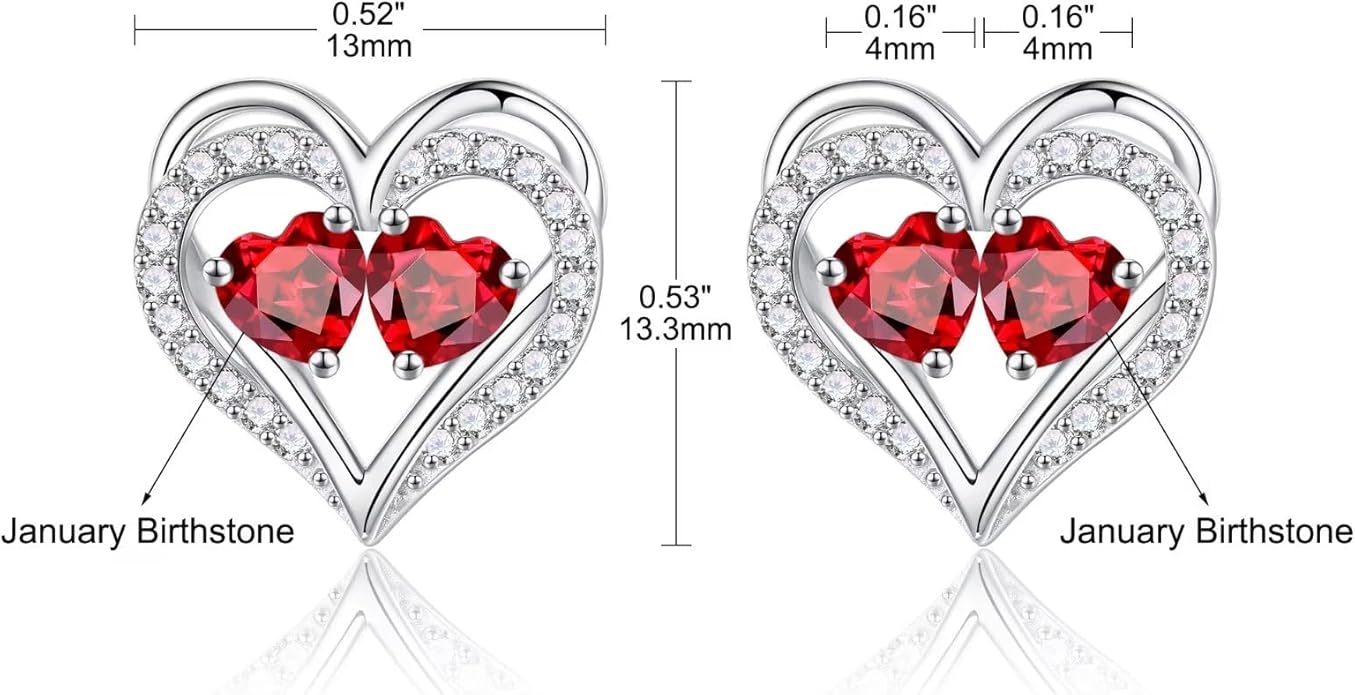 Iefil Valentines Day Gifts for Her - 925 Sterling Silver Birthstone Earrings, Anniversary Birthday Gifts for Women Wife Girlfriend Mom