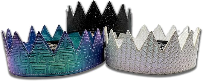 PandaTak Party Leather Crown For Men and Women - Comfortable Lightweight Adjustable Velcro Crown with Spikes