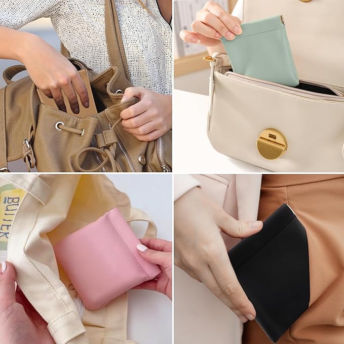 BUSOHA 3 Pack Small Makeup Bag for Purse - Mini Portable Cosmetic Bags for Women, Coin Purse Lipstick Cosmetic Accessories Organizer, Small Travel Kit Storage Pouch(Brown)