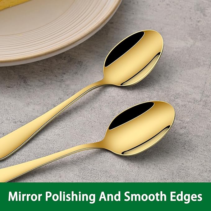 5.5 Inch Coffee Spoons,8 Pieces Stainless Steel Gold Tea & Coffee Spoon,Mirror Polishing Metal Small Espresso Spoons,Dishwasher Safe Teaspoon,Golden Mini Demitasse Spoon