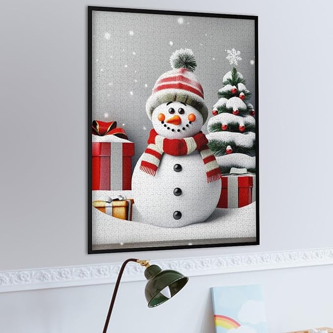 Wooden Puzzles for Adults 1000 Pieces, Christmas Winter Snowman, Each Piece is Unique and Perfectly Put Together, are Special Home Decorations, Fun Puzzles, Party Games, Family Toys