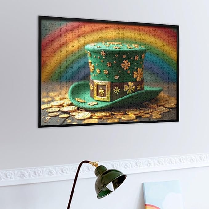 Wooden Puzzle - St Patrick's Day Hat Wooden Puzzles for Adults 500 Pieces Challenge Puzzles，Educational Games，Family Puzzles，Unique Gifts for Wall Art ，Funny Puzzles