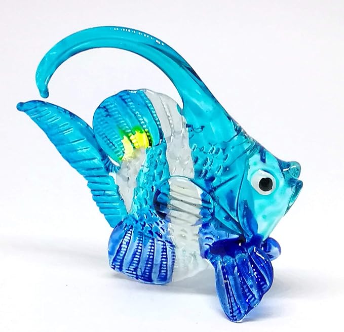 ZOOCRAFT Blown Glass Fish Figurine Animal Tropical Handicraft Miniatures Aquarium Decor
