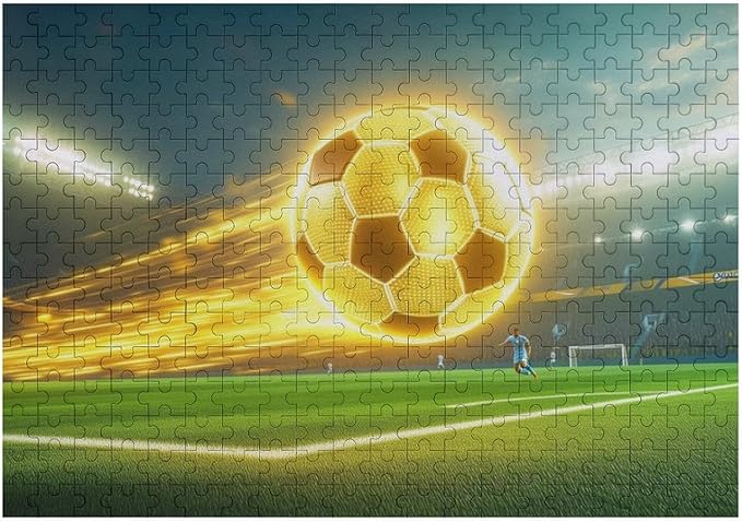 Wooden Puzzle - Football Soccer Ball Jigsaw Puzzles，Wooden Puzzles for Adults 300 Pieces Challenge Puzzles，Educational Games，Family Puzzles，Unique Gifts for Wall Art