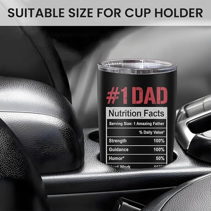 Dad Gifts, Best Dad Ever 20oz Insulated Tumbler with Lid Double-wall Insulated Stainless Steel Mug - Coffee Cup for Outdoor Travel Sport Office, Gift for Birthday Father’s Day