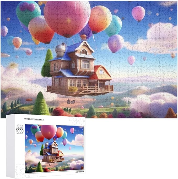 Wooden Puzzle - Floating House Jigsaw Puzzles，Wooden Puzzles for Adults 1000 Pieces Challenge Puzzles，Educational Games，Family Puzzles，Unique Gifts for Wall Art,Funnny Puzzles