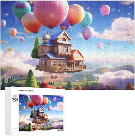 Wooden Puzzle - Floating House Jigsaw Puzzles，Wooden Puzzles for Adults 1000 Pieces Challenge Puzzles，Educational Games，Family Puzzles，Unique Gifts for Wall Art,Funnny Puzzles