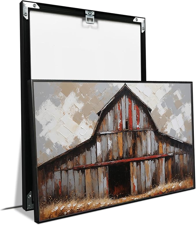 Vintage shabby barn print rural farm natural scenery decorative painting suitable for home decoration bathroom bedroom living room decoration16x24in(40x60cm)- Black Framed