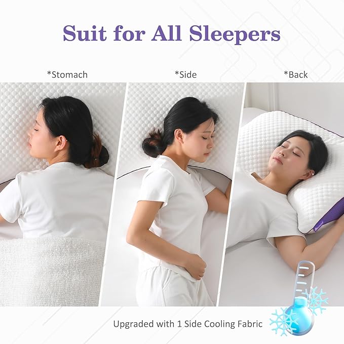 HOMELAB Adjustable Crescent Shredded Memory Foam Pillows King Size, Cooling Bed Pillows for Sleeping with Removable Cover, 1 Pack Medium Pillow for Side Sleepers, 20"x34"