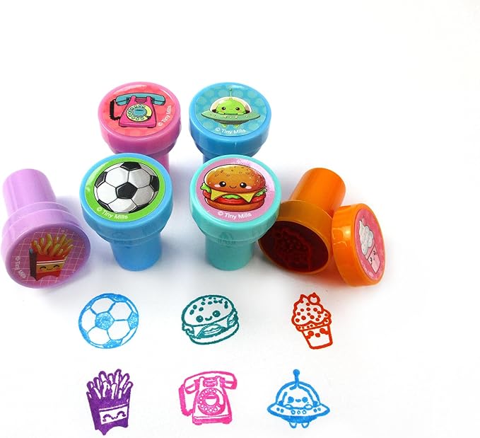 TINYMILLS 50 PCS Assorted Kawaii Cute Self-Inking Stamps, Written to Rank aggressively for Kawaii, Cute Stamps, Party Favors, Carnival prizes, and Classroom Rewards.