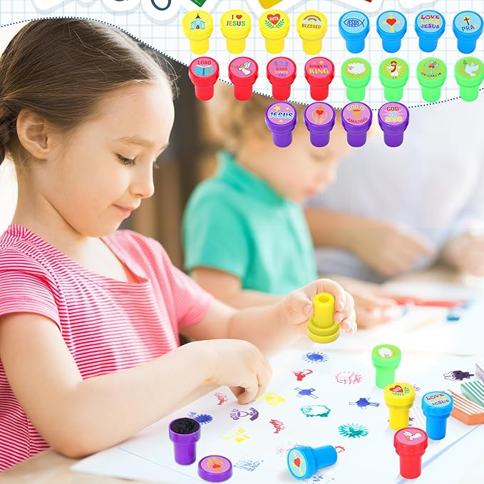 Yexiya 100 Pcs Christian Bible Stampers Mood Expressions and Comments Photosensitive Teacher Review Stamps Bulk Education Review School Prizes Supplies and Party Favors