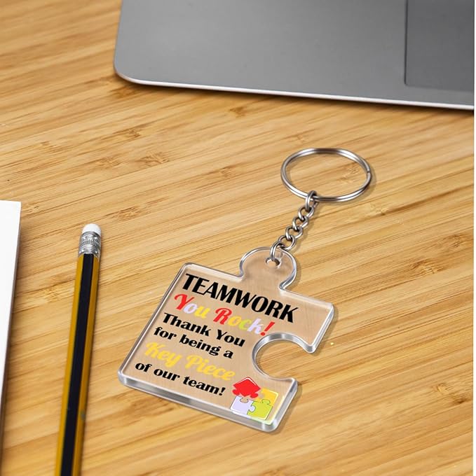 Team Appreciation Gifts for Employee Coworker Staff Bulk, Teamwork Thank You Gift Set Puzzle Piece Acrylic Keychains