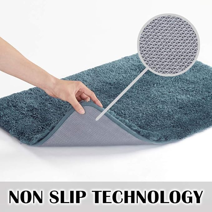 Suchtale Non Slip Bath Mat (16 x 24, Slate) Water Absorbent Soft Microfiber Shaggy Bath Mat Thick Plush Rug for Shower Machine Washable