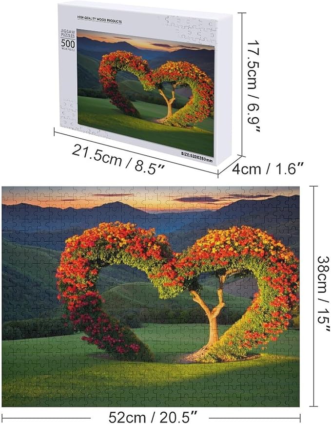 Wooden Puzzle - Tree of Love Wooden Puzzles for Adults 500 Pieces Challenge Puzzles，Educational Games，Family Puzzles，Unique Gifts for Wall Art ，Funny Puzzles