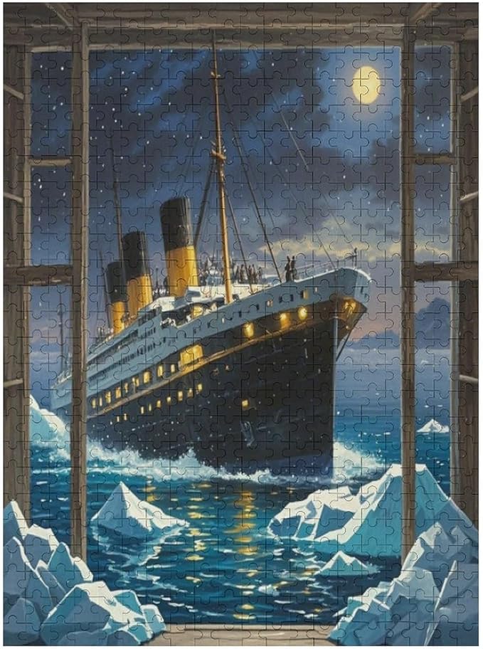 Puzzles for Adults 500 Pieces Wooden Jigsaw Puzzle - Silent Ship Theme Puzzle，Party Games，Family Toys，Educational Puzzles，Stress Relief Wooden Puzzle，Gifts for Family，Colleagues and Friends