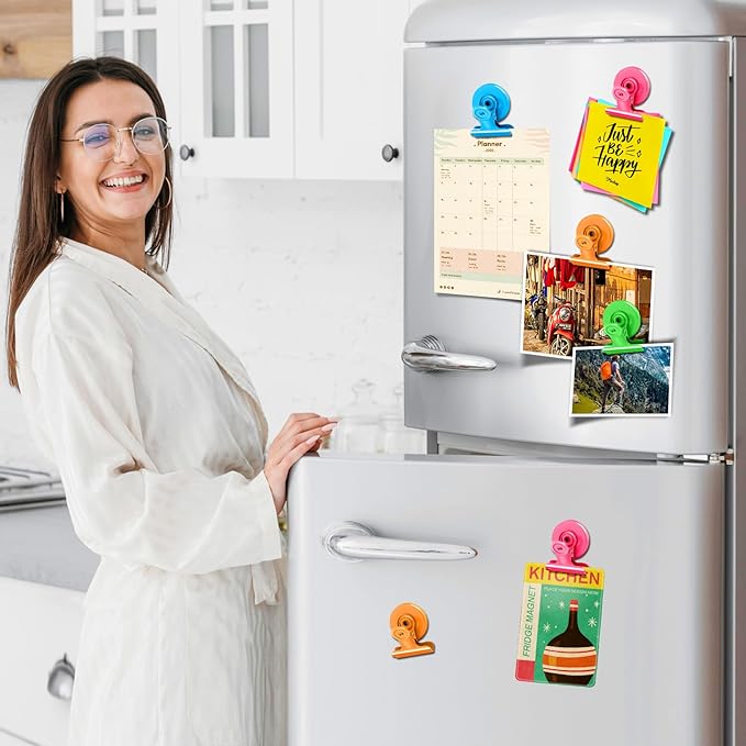 60 Pack Magnetic Clips Heavy Duty, Colorful Magnet Clips for Fridge, Refrigerator Magnets, Strong Magnetic Clip, Scratch Free Magnets with Clip for Whiteboard, Refrigerator, Locker