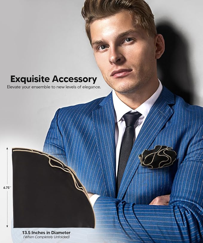Premium Pre-Folded Four-Point Suit Pocket Square for Men with Sewn Pocket Fold