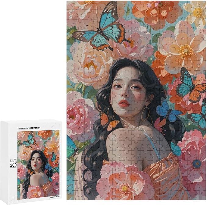 Wooden Puzzle - African American Afro Woman Jigsaw Puzzles，Wooden Puzzles for Adults 300 Pieces Unique Gifts for Wall Art，Challenge Puzzles，Educational Games，Family Puzzles