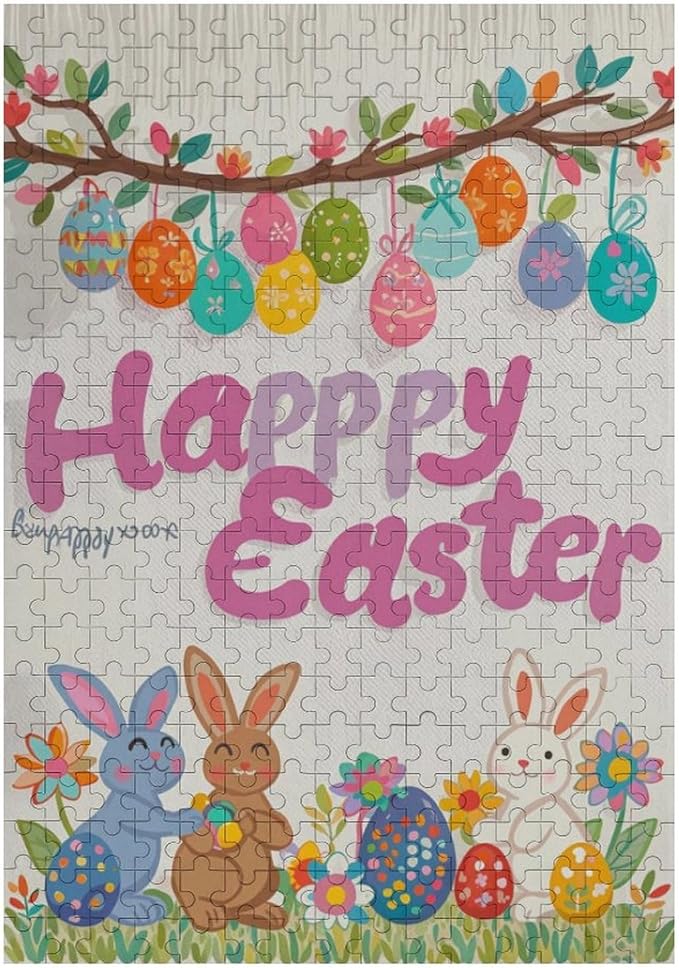 Wooden Puzzle - Easter and The Rabbit Jigsaw Puzzles，Wooden Puzzles for Adults 300 Pieces Unique Gifts for Wall Art，Challenge Puzzles，Educational Games，Family Puzzles